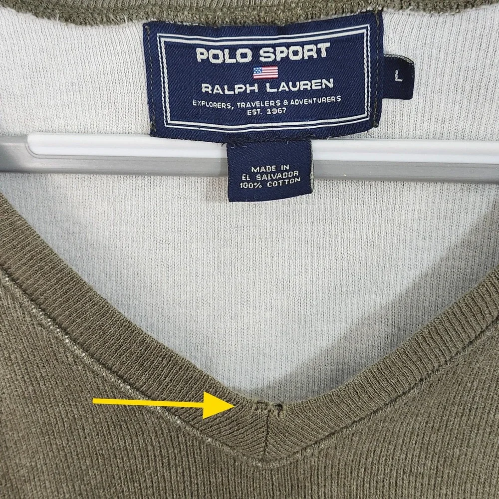 Vintage Polo Sport Ralph Lauren Knit Sweatshirt‎ Large Distressed Oversized Boxy